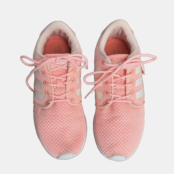 (7.5) Adidas Womens Cloudfoam Qt Racer Shoes Pink AW4005 Lace Up Low Top Mesh - Picture 2 of 10